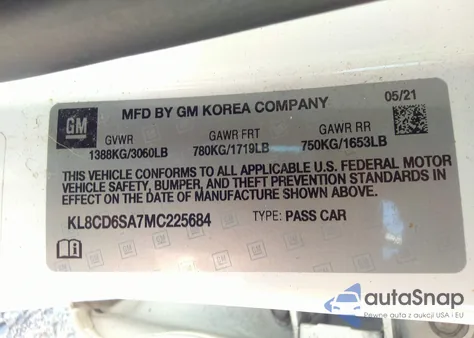 2021 Chevrolet Spark Fwd 1Lt Automatic from USA, damaged, VIN KL8CD6SA7MC225684